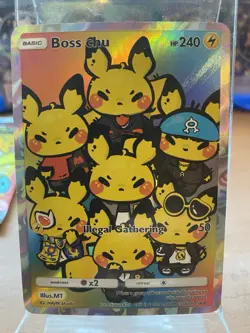 Pluto Coco #24 Boss Pikachu By MTYTK Textured Holo Custom Pokemon Card Rocket - Image 1
