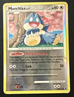 1x Munchlax 68/100 Majestic Dawn Pokemon Reverse Holo Diamond Pearl Card - Image 1
