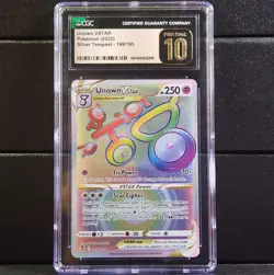 2022 CGC Pristine 10 Unown Vstar 199/195 Silver Tempest Graded Pokemon Card TCG - Image 1