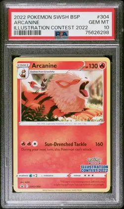 2022 POKEMON BLACK STAR PROMO ILLUSTRATION CONTEST ARCANINE PSA 10 GEM MINT 💎 - Image 1