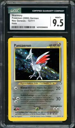 CGC 9.5 Skarmory 13/111 Neo Genesis (GERMAN) Holo Rare POP 1 Pokemon Card psa - Image 1