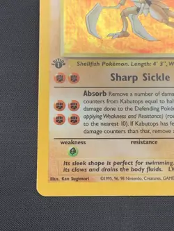 KABUTOPS Pokemon Card - 1999 WOTC - 1st Edition - Fossil - 9/62 - HOLO RARE - HP - Image 4