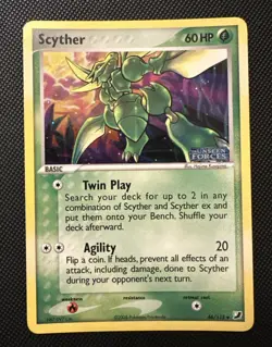 1x Scyther 46/115 Reverse Holo Stamped EX Unseen Forces Pokemon Card - Image 1