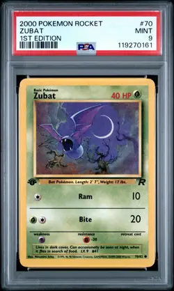 2000 POKEMON TEAM ROCKET 1ST EDITION #70 ZUBAT PSA 9 (New Cert!) - Image 1