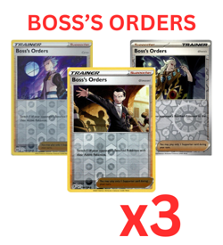 LOT OF 3 Boss's Orders Reverse Holos 154/192 + 132/172 + 172/193 Pokemon Rare NM - Image 1