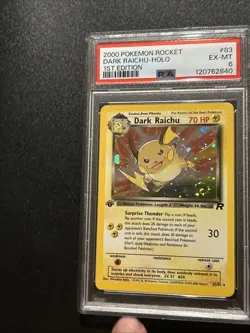 Dark Raichu Holo 1st Edition PSA 6 2000 Pokemon Rocket #83 EX-MT Swirl ! - Image 1