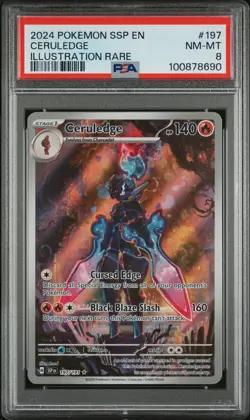 PSA 8 Ceruledge 197/191 Sv08: Surging Sparks Holo Pokemon - Image 1