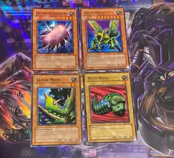 Yugioh Petit Moth + Larvae Moth + Cacoon Of Evolution + Great Moth - MRD - Image 1