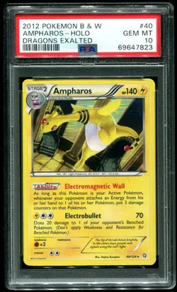 PSA 10 Ampharos Holo Rare Dragons Exalted B&W 2012 Pokemon Card #40 POP 25 - Image 1