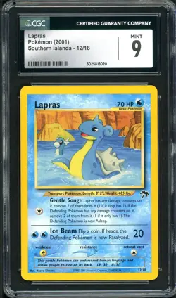 CGC 9 MINT Lapras 2001 Southern Islands 12/18 Pokemon Card psa - Image 1