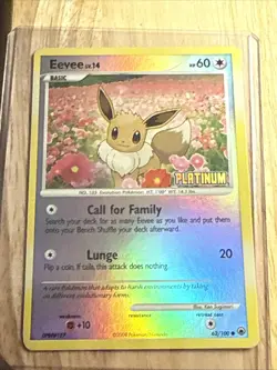 Pokemon Eevee Platinum Stamped Reverse Holo Card 62/100 Burger King Promo TCG - Image 1