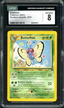 Butterfree 2001 Southern Islands 9/18 Pokemon Card - CGC 8 NM/MINT - Image 1