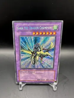 Yugioh - Gaia the Dragon Champion LOB-125 1st Edition Secret Rare Holo LP - Image 1
