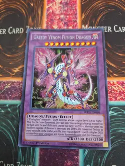 Yugioh Greedy Venom Fusion Dragon FUEN-EN010 Secret Rare 1st Edition Near Mint - Image 1