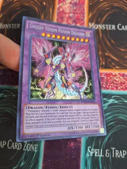 Yugioh Greedy Venom Fusion Dragon FUEN-EN010 Secret Rare 1st Edition Near Mint - Image 2