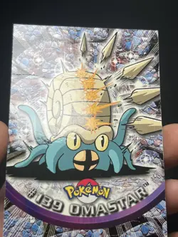 Omastar #139 Pokemon Topps Card TV Animation Series 3 Non Holo Blue Logo DMG - Image 2