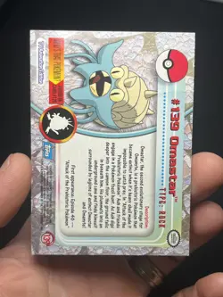 Omastar #139 Pokemon Topps Card TV Animation Series 3 Non Holo Blue Logo DMG - Image 3