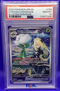 2025 POKEMON DRI EN-DESTINED RIVALS ILLUSTRATION RARE CYNTHIA'S ROSERADE PSA 10 - Image 1