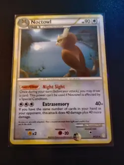 2010 Pokemon TCG Noctowl 8/123 Heartgold & Soulsilver Rare Non-Holo - Image 1