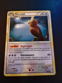2010 Pokemon TCG Noctowl 8/123 Heartgold & Soulsilver Rare Non-Holo - Image 2