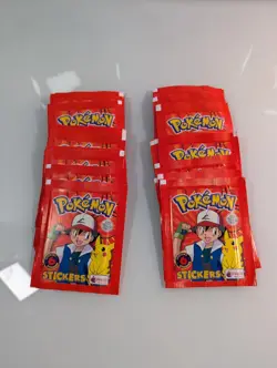 Pokemon Merlin Sticker Packs 34 Unopened Vintage 1999 Collections - Image 1