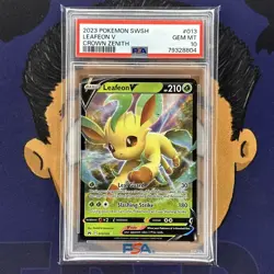 💎PSA 10 GEM MINT 2023 Pokemon Crown Zenith LEAFEON V #014 Holo - Image 2