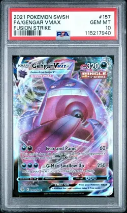 2021 POKEMON SWORD & SHIELD FUSION STRIKE #157 FULL ART/GENGAR VMAX PSA 10 - Image 1