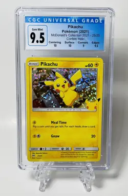 2021 Pokemon McDonald's Collection #25 Pikachu Confetti Holo CGC 9.5 Gem MINT - Image 1
