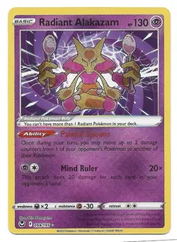 Radiant Alakazam 059/195 Swsh12: Sword & Shield - Silver Tempest Holo Pokemon NM - Image 1