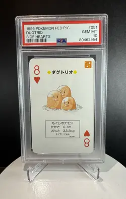 1996 POKEMON RED P/C DUGTRIO 8 OF HEARTS. PSA 10 - Image 1