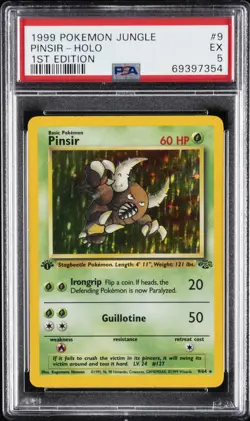 1999 POKEMON JUNGLE 1ST ED #9 PINSIR-HOLO PSA 5 - Image 1