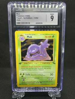 1999 Pokemon Fossil 1st Edition Muk Holo Rare 13/62 CGC 9 Mint - Image 1