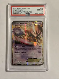 2013 Pokemon B&W Mewtwo EX Legendary Treasures Card #54 PSA 8 - Image 1