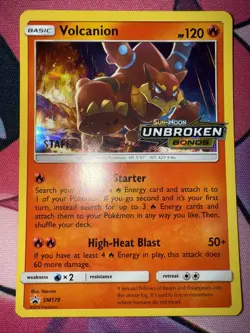 Pokemon - Volcanion - Sm179 - Sun & Moon - Unbroken Bonds - Staff Card Promo - Image 1