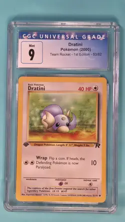 CGC 9 MINT Dratini Team Rocket 1st Edition 53/82 Pokemon Card psa - Image 1