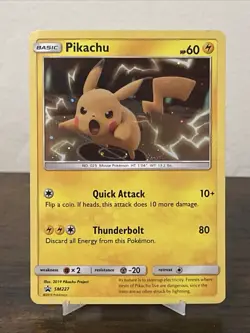 SWIRL Pikachu SM227 Holo LP Pokemon Card Black Star Promo - Image 3