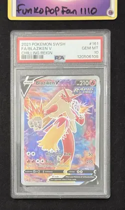 PSA 10 Gem Mint Blaziken V 161/198 Chilling Reign Full Art Pokemon Card - Image 1