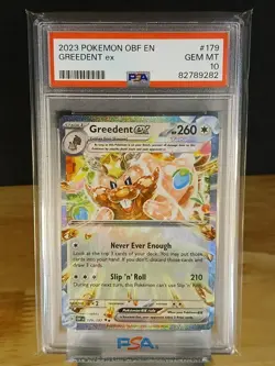 2023 Pokemon OBF EN Greedent ex #179 - PSA GEM MT 10 - Image 1