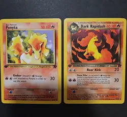 POKEMON TEAM ROCKET DARK RAPIDASH 44/82 PONYTA 64/82 LP - Image 1