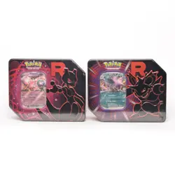 SET OF 2 - Pokemon TCG Team Rocket Tins Mewtwo + Nidoking NEW/SEALED *IN HAND* - Image 1