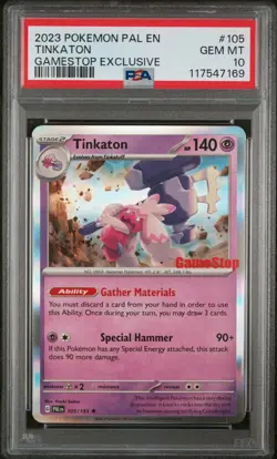 2023 POKEMON PAL EN-PALDEA EVOLVED GAMESTOP EXCLUSIVE #105 TINKATON PSA 10 - Image 3