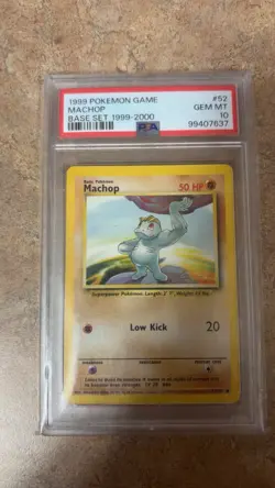 Pokemon Machop Base Set #52 PSA 10 Gem Mint - Image 1