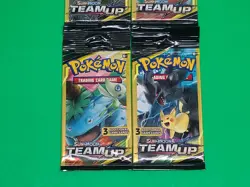 Pokemon Sun & Moon Team Up 3 Card Booster Packs Complete Art Set of 4 Packs - Image 3