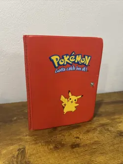 Vintage 1999 Pokemon Pikachu Red Binder TCG Album Snap 30 Page Card Holder - Image 1