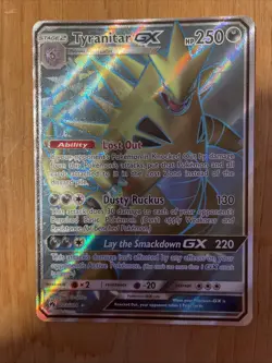Tyranitar GX - 203/214 - Pokemon Lost Thunder Sun & Moon Full Art Rare Card NM - Image 1