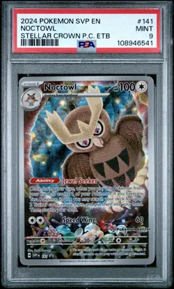 STAMPED PSA 9 NOCTOWL #141 SV BLACK STAR PROMO POKEMON CENTER ETB - Image 1