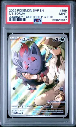 2025 POKEMON SVP EN-SV POKEMON CENTER ETB BLACK STAR PROMO #189 N'S ZORUA PSA 9 - Image 1