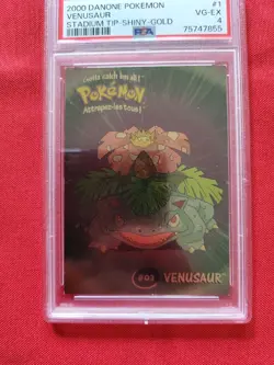 2000 Danone Pokemon: Venusaur Stadium Tip-Shiny Gold Foil #1 - Vintage PSA 4 - Image 3