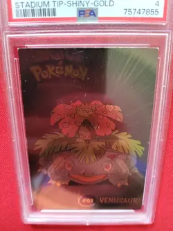 2000 Danone Pokemon: Venusaur Stadium Tip-Shiny Gold Foil #1 - Vintage PSA 4 - Image 5