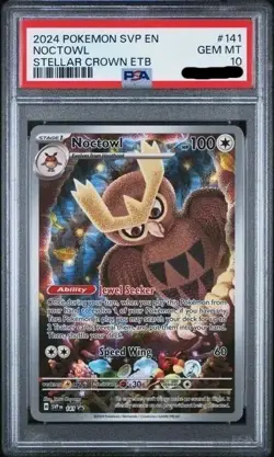 NOCTOWL #141 PSA 10• 2024 POKEMON STELLAR CROWN POKEMON ETB PROMO - Image 1